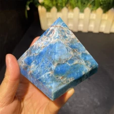 0.7LB 2.5"Natural Blue Apatite Pyramid Quartz Heal Crystal Energy Reiki Mineral