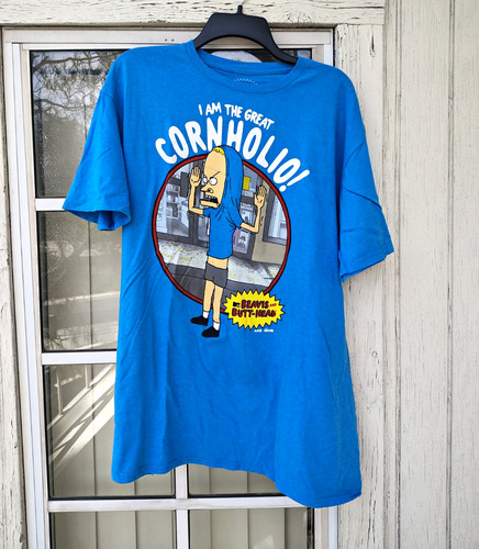 Men's Beavis and Butt-Head Beavis "I Am The Great Cornholio" Graphic Tee Blue XL