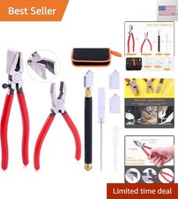 3Pcs Glass Running Breaking Pliers and Class Cutter Kit, Heavy Duty Glass Cu...