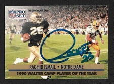 Raghib Rocket Ismail Autograph Auto 1991 Pro Set Walter Camp Notre Dame Card #36