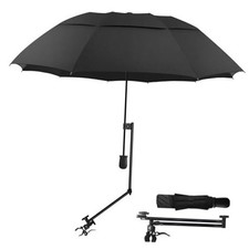 UPF 50 Golf Umbrella with Adjustable Universal Clamp, Portable 43.3" Black