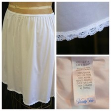 VANITY FAIR Cream Full Half Slip Skirt Petticoat LACE Nylon L Style 11-711 EUC