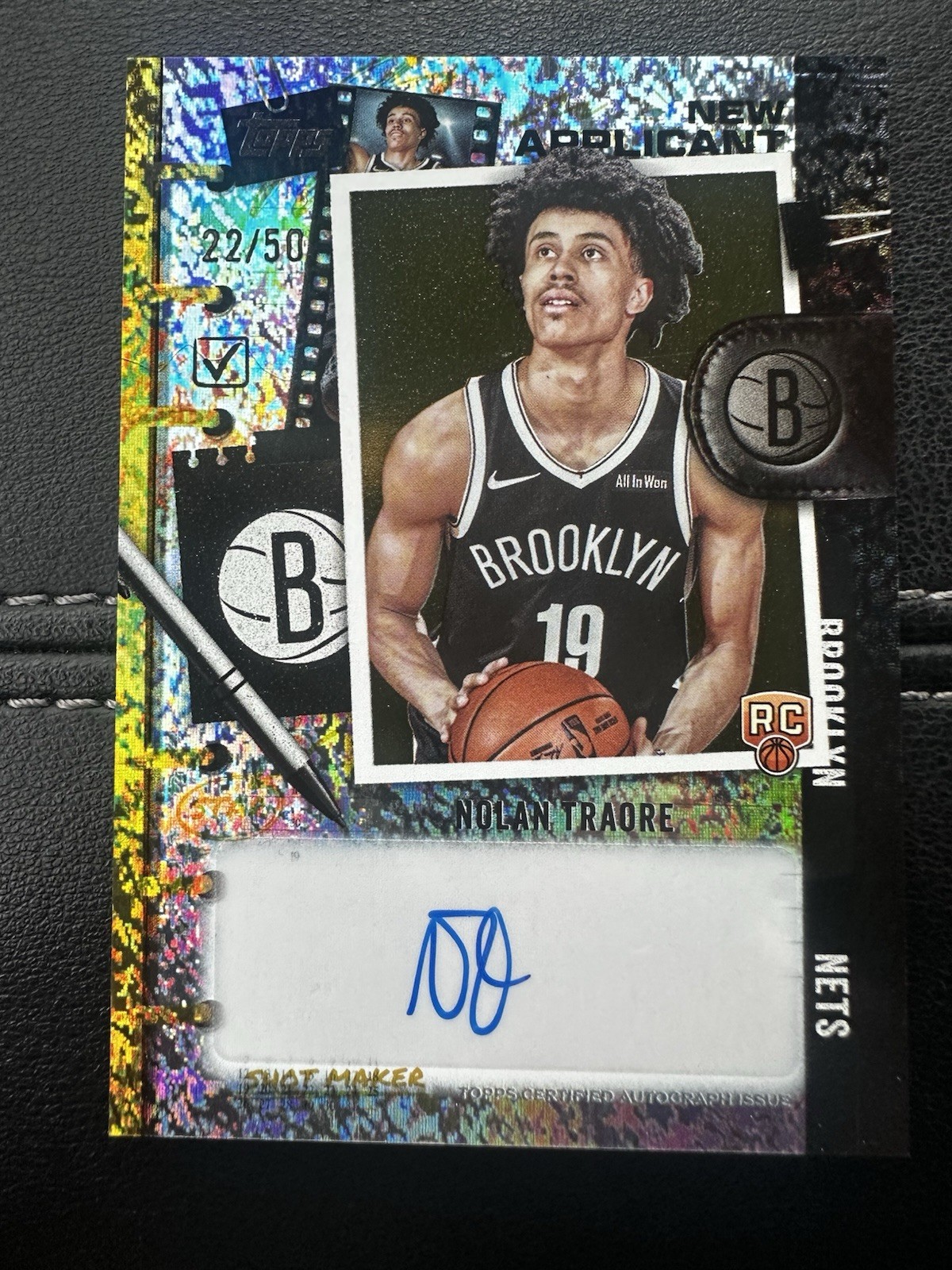 2025-26 Topps New Applicants Nolan Traore Auto Gold /50 Brooklyn Nets