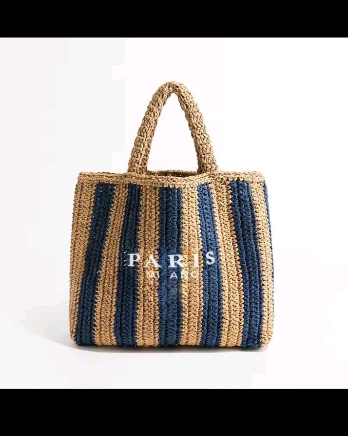 Borsa Tote In Paglia Paris Milano Raffia Straw Square Tote Bag Woven