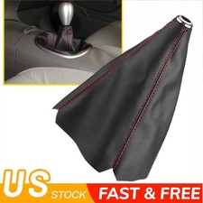 Universal JDM Red Stitch Black PVC Leather Shifter Shift Gear Knob Boot Cover