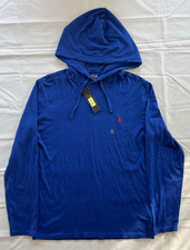 NWT Polo Ralph Lauren Men's SM Blue Light Weight Hoodie Drawstring Sweatshirt