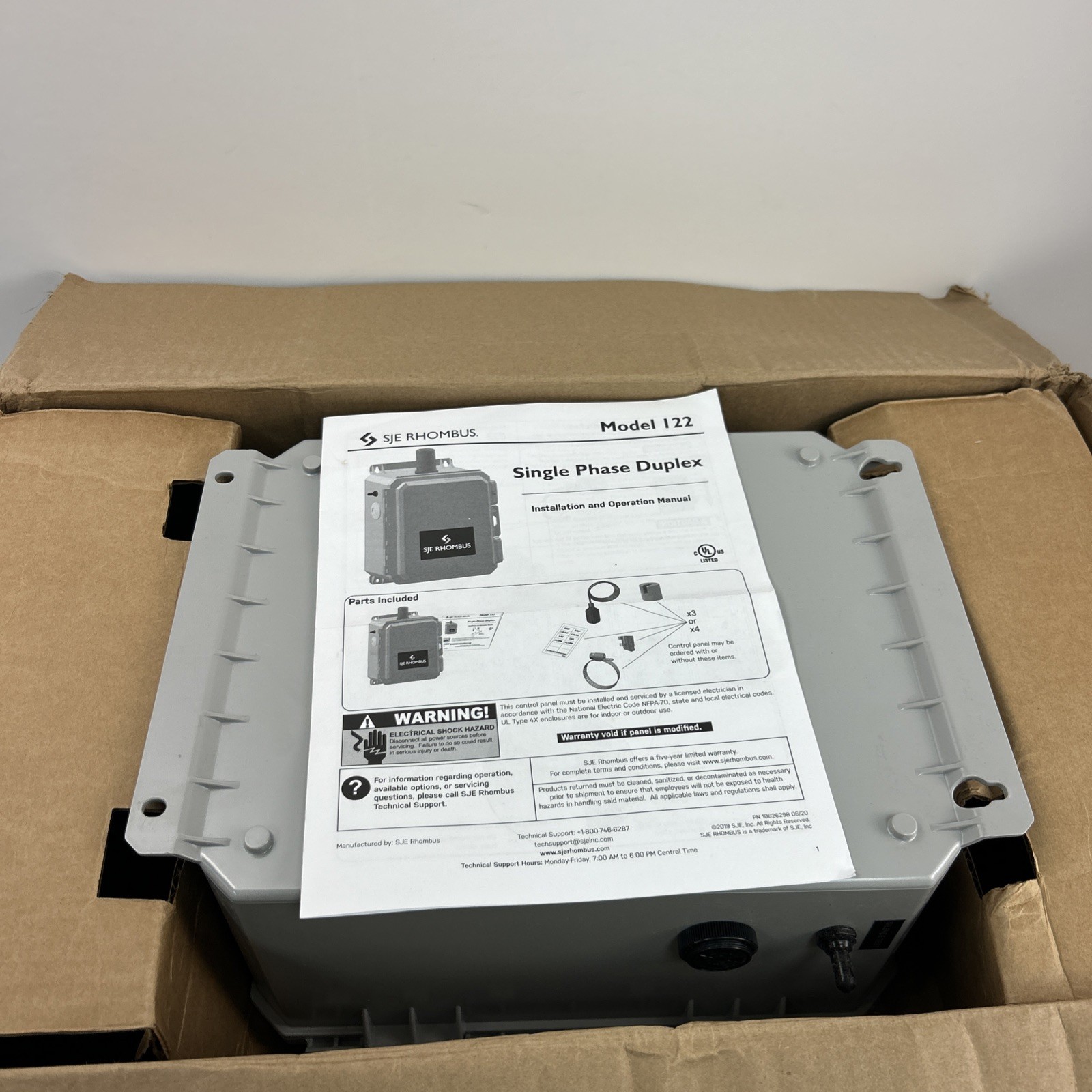 SJE Rhombus Model 122 Single Phase Pump Control Panel W/3-Control Switches *READ