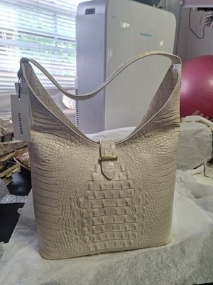 Brahmin Alden Road Gwynne Tote Stonewash Ivory Leather Shoulder Hobo Bag New