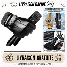Gants homme hiver simili cuir tactiles noirs taille L BDSHUNBF