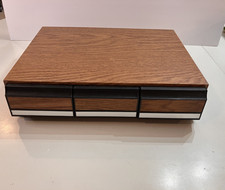 Vintage 3 Drawer Audio Cassette Tape Storage Cabinet Case Faux Wood Grain Retro