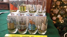 NEW Vintage SAILING SHIPS Collection Set of 8 Glasses Glassware by Brockway