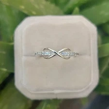 Round Cut Simulated Diamond Women's Promise Band Ring In 14k White Gold Plated