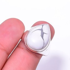 White Howlite - United States 925 Sterling Silver Ring S.8.5 R2821, Christmas