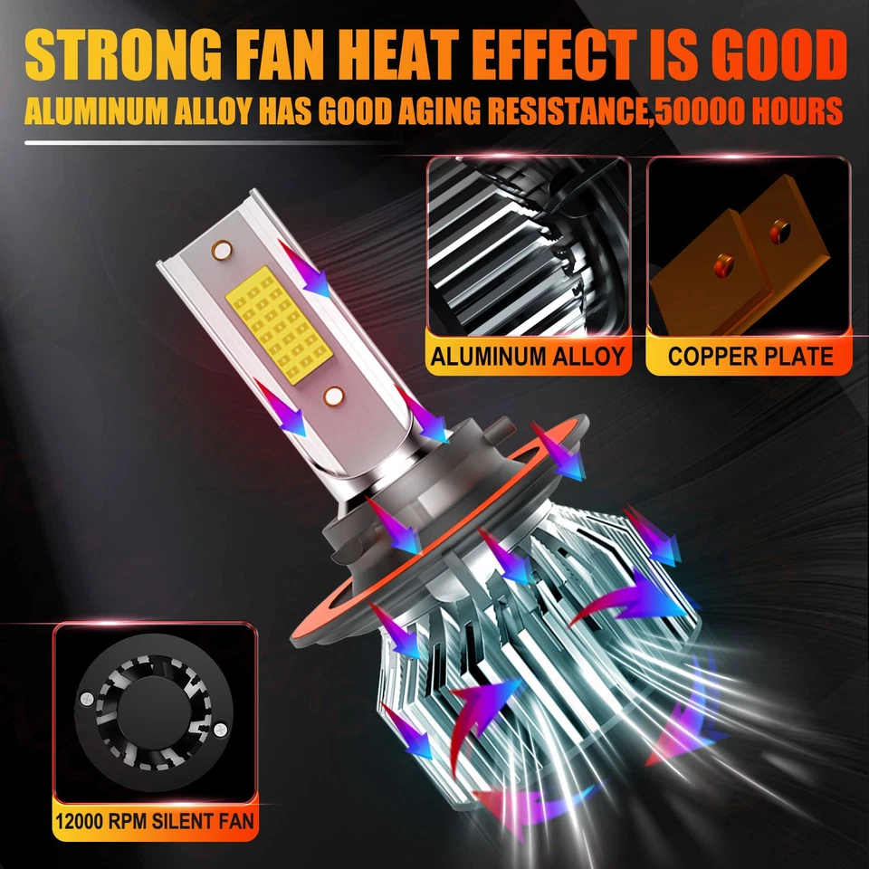 For Dodge Ram 5500 2008-2010 LED Headlight Bulbs High Low Beam Lights 6000K - Image 2 of 4