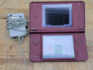 Nintendo DSi XL Dark Red Burgundy With Charger and Mario Kart DS USED