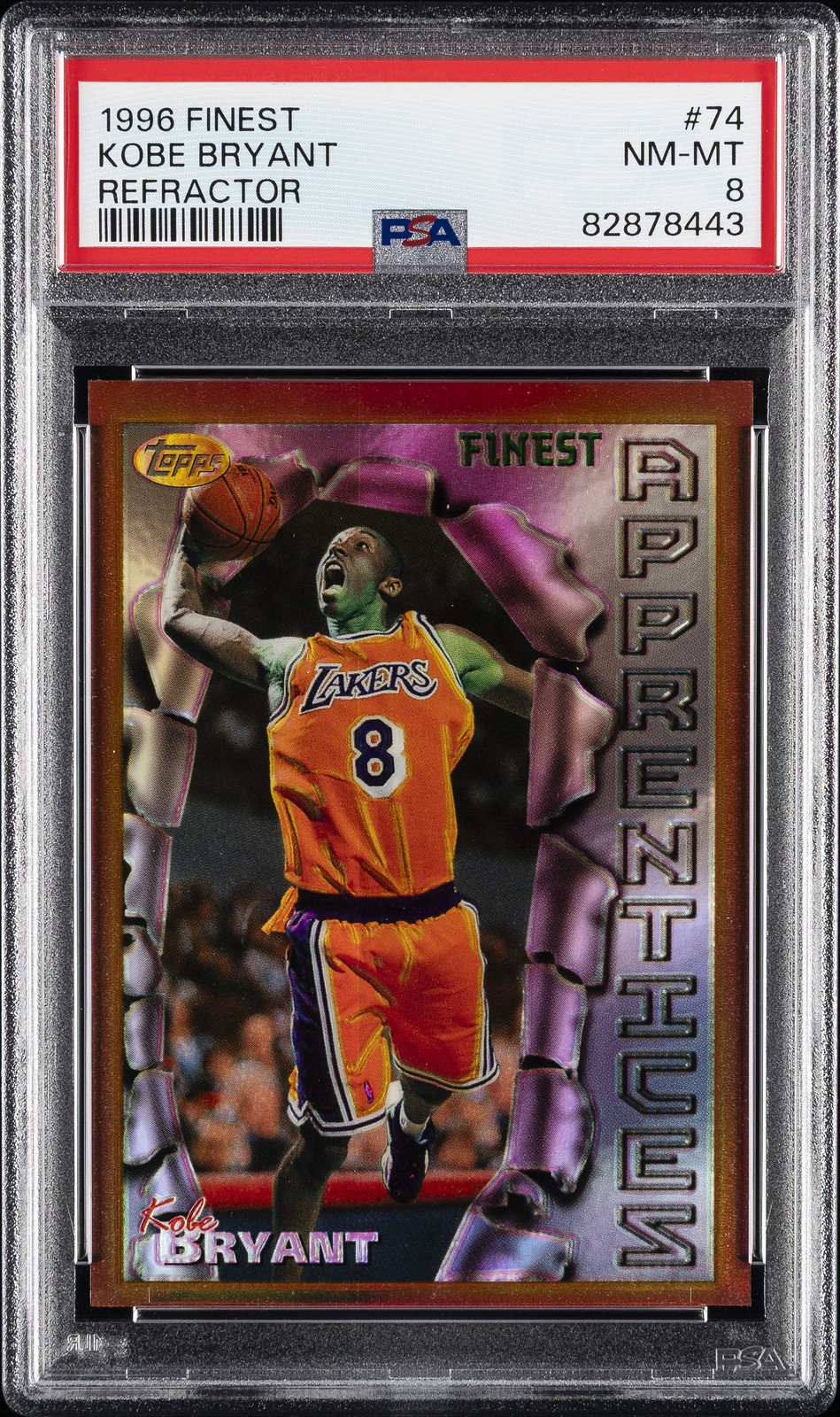 1996 FINEST REFRACTOR #74 KOBE BRYANT ROOKIE RC PSA 8