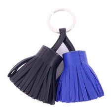 HERMES PHW Carmen Duo Key Holder Milo Leather Black Blue