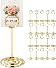 20 PCS Table Number Holder Card Cards Stand Name Menu Clips Gold