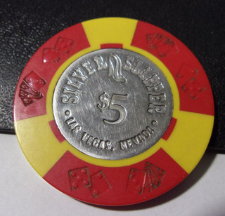 SILVER SLIPPER HOTEL CASINO $5 hotel casino gaming poker chip Las Vegas NV