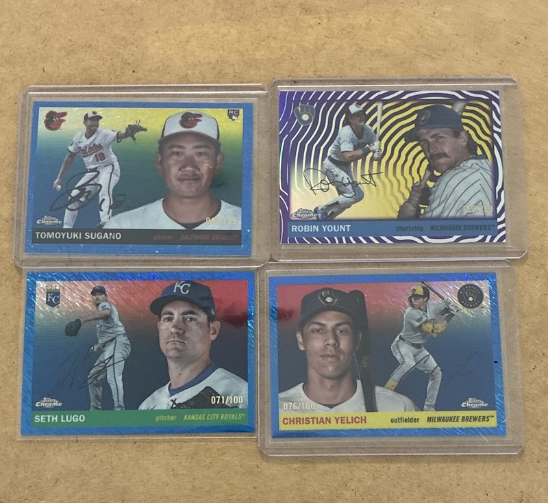 Topps 2026 Chrome Platinum 4-Card Lot Numbered, Sugano, Yount, Lugo, Yelich