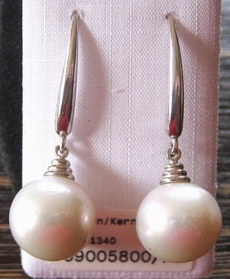 Edison Perlen Ohrringe 12 14 mm naturweiß 925 Silber AAAA Pearl Earrings groß