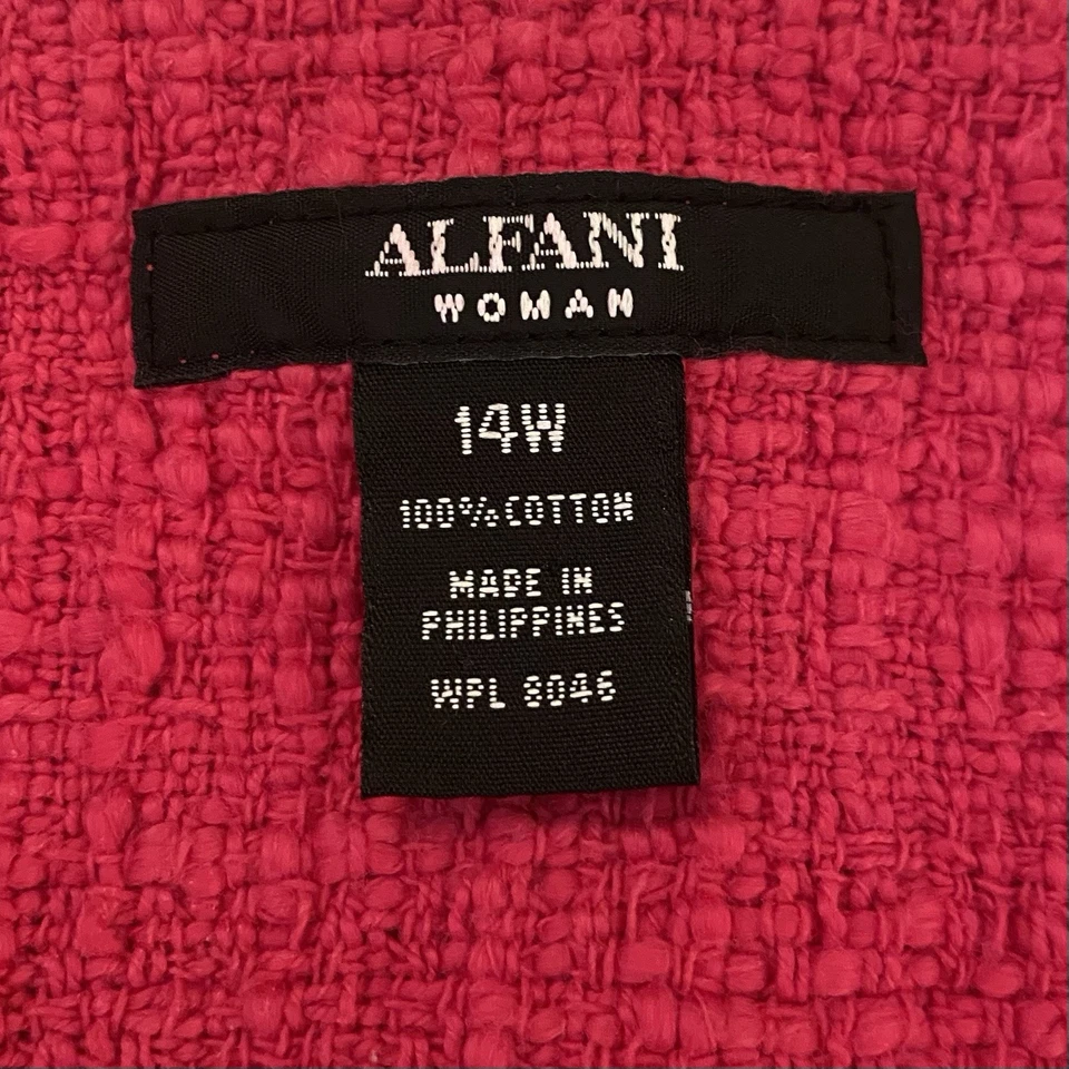 Blazer Alfani Texturizado Mujer Talla 14W Fucsia Frontal Abierto Capas Cremallera Dorada Foto 3 de 4