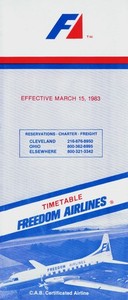 Freedom Airlines Timetable  March 15, 1983 =
