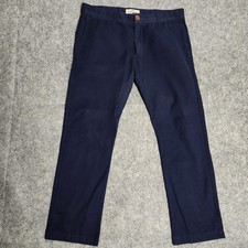 Wellen Huckberry Pants Men 34x30 Blue Utility Made in USA Flat Front Pockets