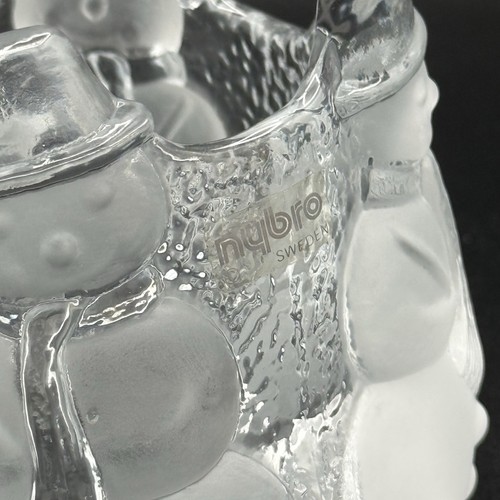 NYBRO Glass Snowman Christmas Candle Votive SWEDEN Clear And Frosted Vintage - Picture 3 of 10