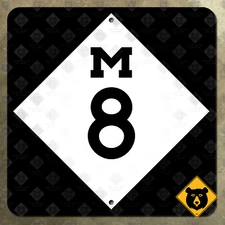 Michigan state route M-8 highway sign Detroit Davison Avenue Freeway 1993 16x16
