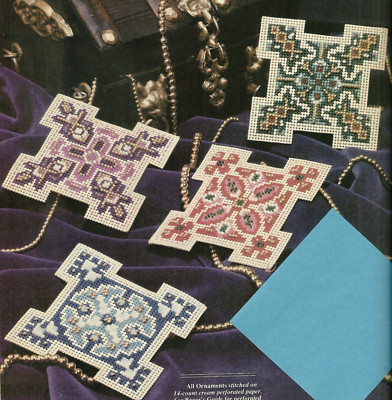 Christmas Treasures Beaded Ornaments CROSS STITCH PATTERN CHARTS mag pages