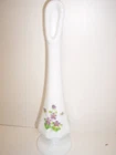 Vintage Fenton Art Glass, Bud Vase, Violets in the Snow, 8” tall, hand painted