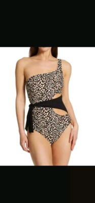 Vince Camuto Womens 12 Tanzania Cheetah One Shoulder One Piece Swimsuit V04626