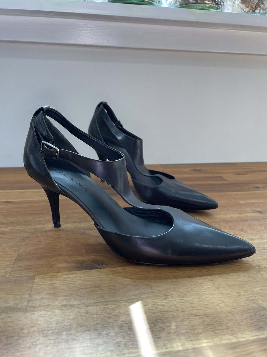 ALEXANDER WANG Black T Bar Evening Formal Leather High Heels Shoes