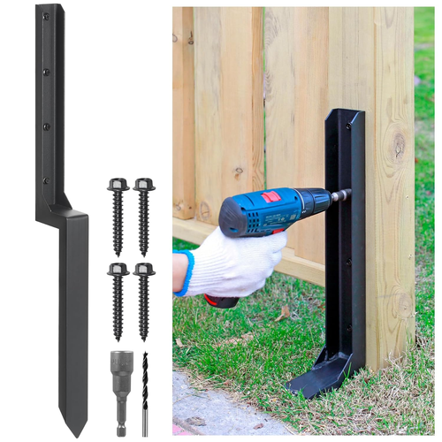 Heavy Duty Steel Fence Post Repair Stakes, Anchor Ground Spike, for Repair Tilte