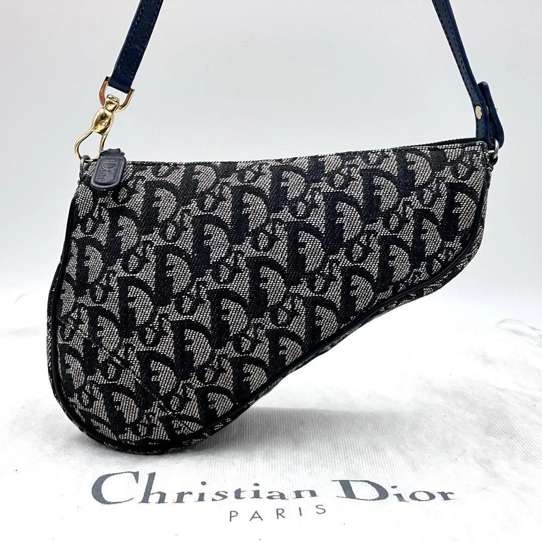 Sacoche de selle Christian Dior trotteur sacoche de selle bleu marine bandoulière toile