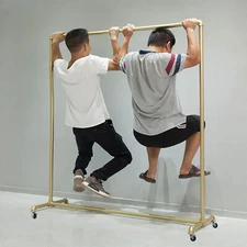 Heavy Duty Commercial Garment Rack Metal Rolling Clothing Shelf Retail Store New