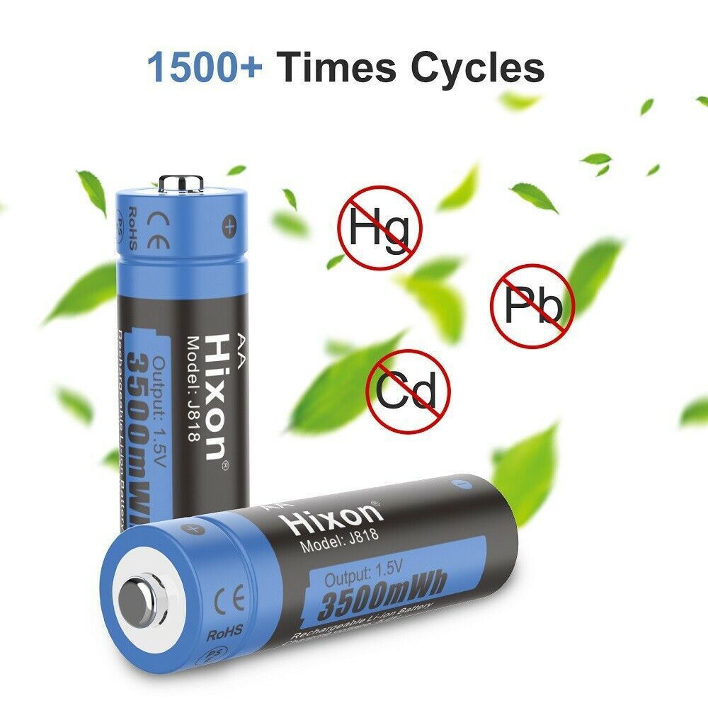 Hixon Rechargeable AA Batteries 1.5V Lithium AA Batteries 3500mWh High