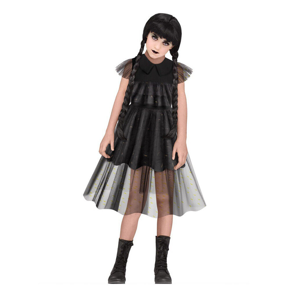  Digi Halloween Wednesday Addams Costume Girls Dress