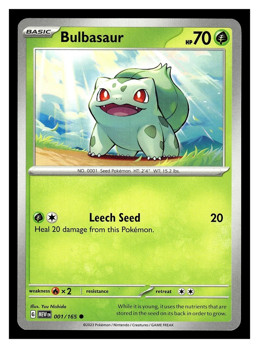 all bulbasaur pokemon cards POKMON CARD GAME sv2a 001/165 C Rx2 / / 2 NOTE Bulbasaur Promo Pokemon TCG Live