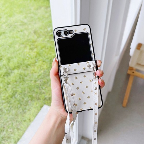 Coque Etui Antichoc Pour Samsung Galaxy Z Flip5 Flip4 Flip3 Cuir Longe Cordo Dur - Photo 13 sur 17