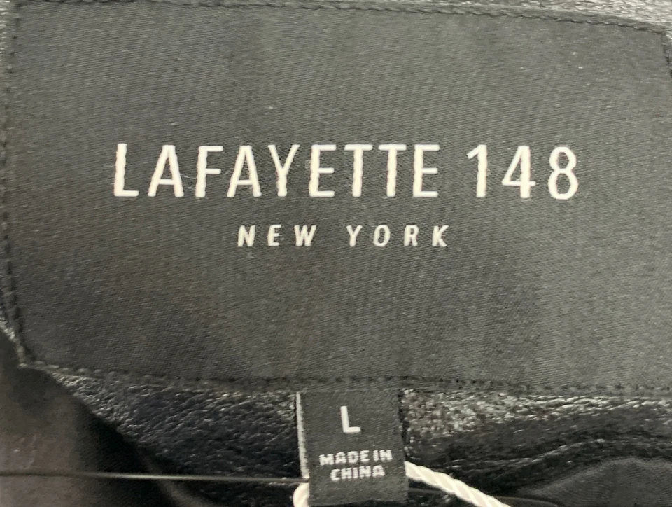 Chaqueta Camisa Abierta Manga Corta Cuero Negra Lafayette 148 Talla L Foto 4 de 4