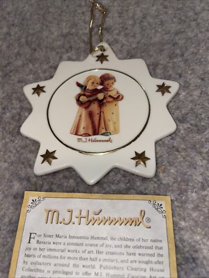 M J Hummel Collectible Flat 4  Star Christmas Ornament W/ Cert Of  Authen.