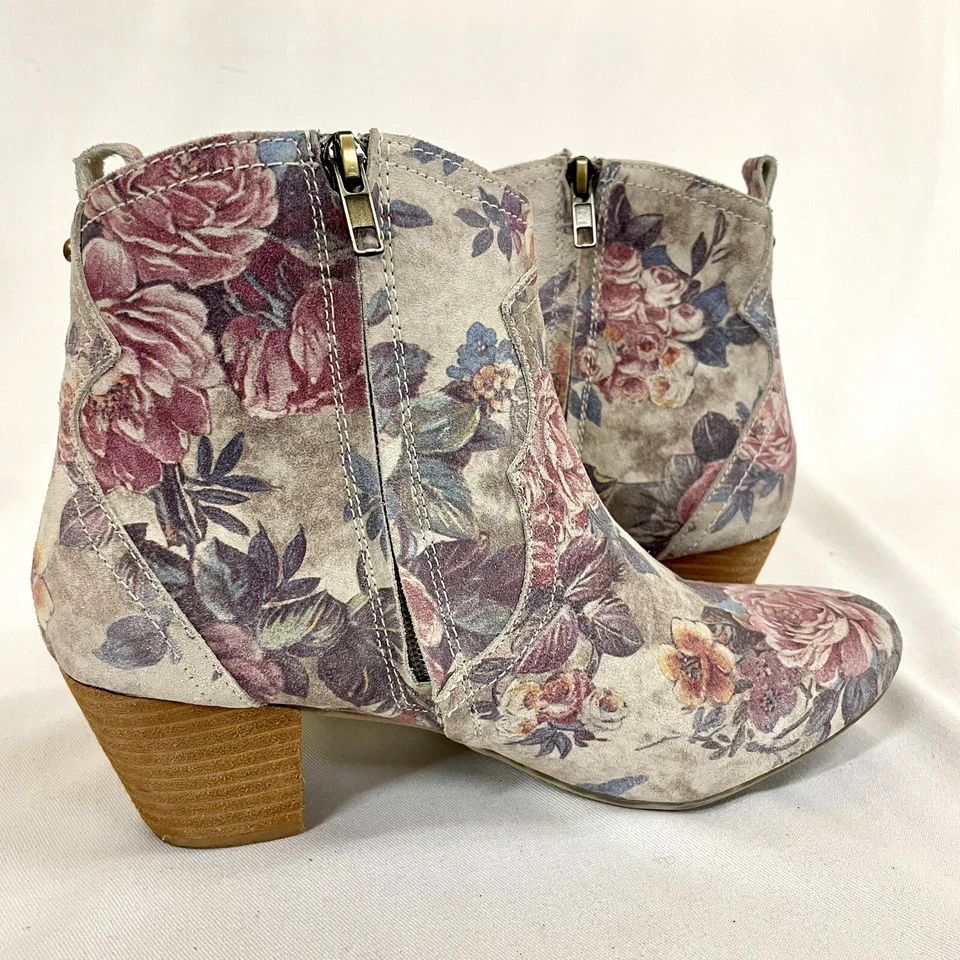 Sbicca Women's Petunias Suede Floral Ankle Boots Booties Size 10 - Image 2 of 4