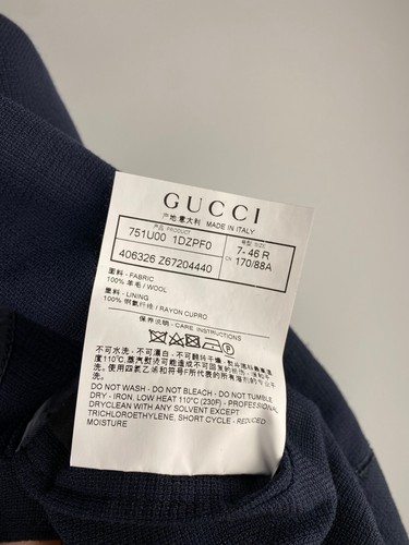 Gucci Mens Wool Luxury Navy Blue Button Casual Blazer Jacket Sz 46R / S - Picture 19 of 20