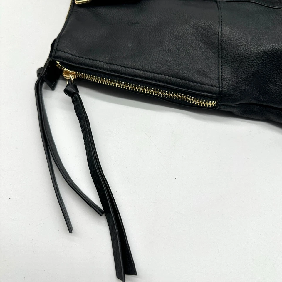 Bolso de Hombro Kooba para Mujer Guijarro Doble Correa Bolsillos Flecos Cuero Negro Foto 4 de 4