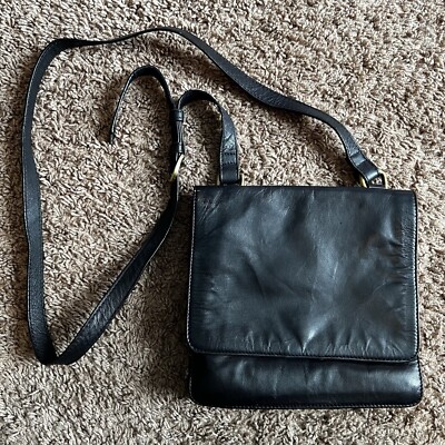 Tommy Bahama Leather Crossbody Black Bag Flip Shoulder - Main Image