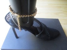 Bottega Veneta Mesh Chunky Chain Trimmed D'orsay Pump Shoes 37.5 US 7.5 NIB