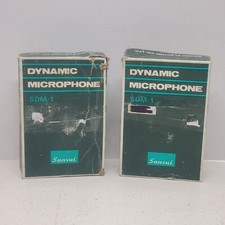 Sansui Dynamic Microphone Lot Of (2) Sdm-1 Made In Japan With Stand