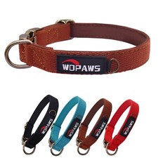 Dog Collar Polyester Cotton Webbing with Neoprene Inner Quick Release Bronze-...